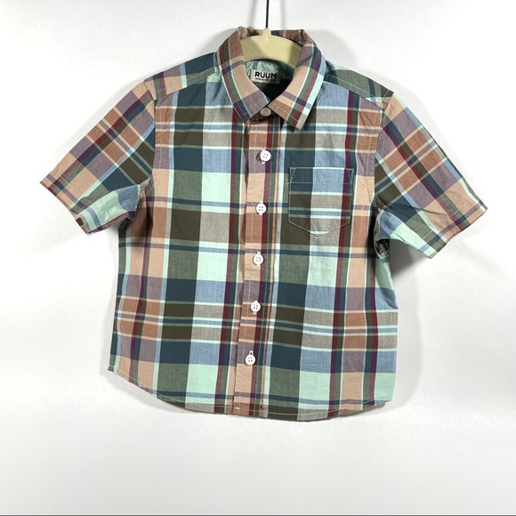 ⭐️ RUUM Plaid Button Down Shirt NWOT 18 mos - Picture 1 of 5